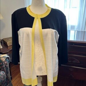 Ming Wang Black and Yellow Knit Cardigan